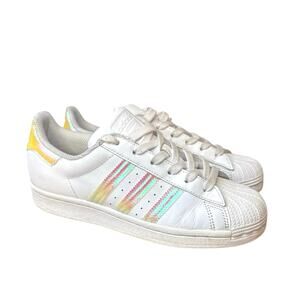 Adidas Originals Superstar white iridescent casual sneaker womens 5 youth 3.5-4